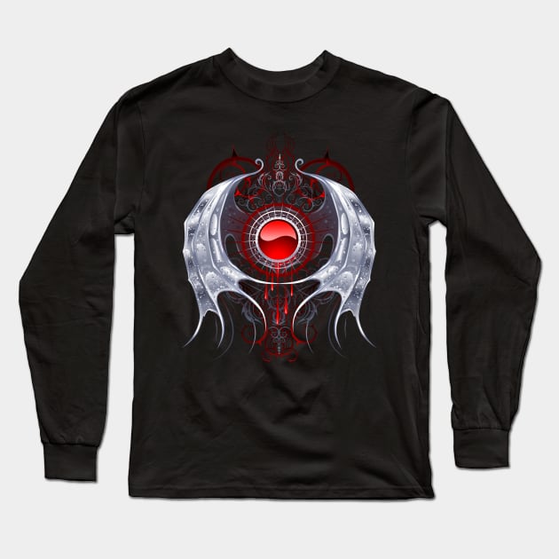 Round banner with silver wings ( Vampire wings ) Long Sleeve T-Shirt by Blackmoon9